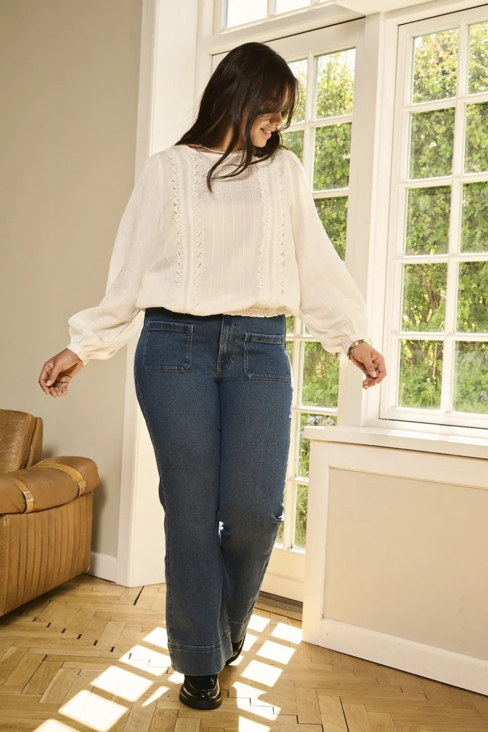 CARCYPRESS Taille haute Flared Fit Longueur cheville Jeans
