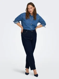 CAREMILY Taille haute Straight Fit Longueur cheville Jeans