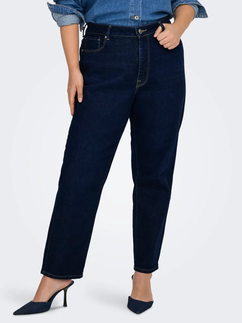 CAREMILY Taille haute Straight Fit Longueur cheville Jeans