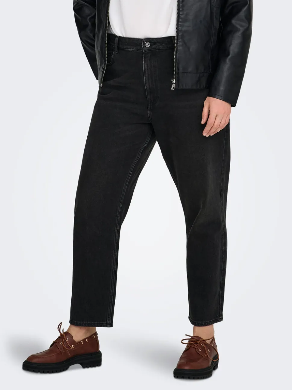 CAREMILY Taille haute Straight Fit Longueur cheville Jeans