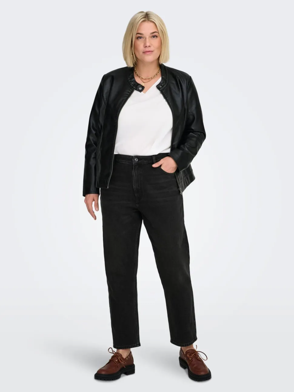 CAREMILY Taille haute Straight Fit Longueur cheville Jeans