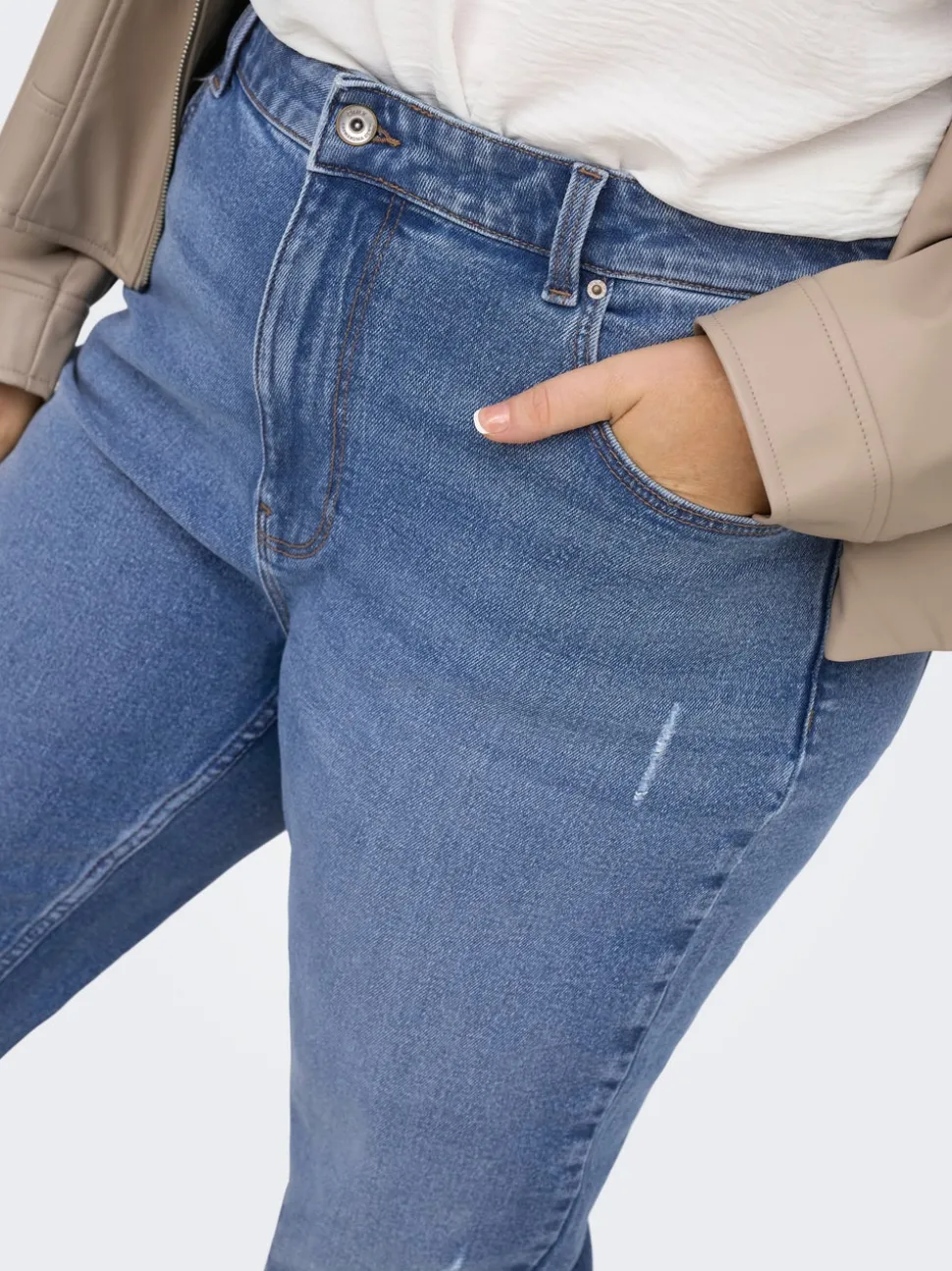 CAREMILY Taille haute Straight Fit Longueur cheville Jeans
