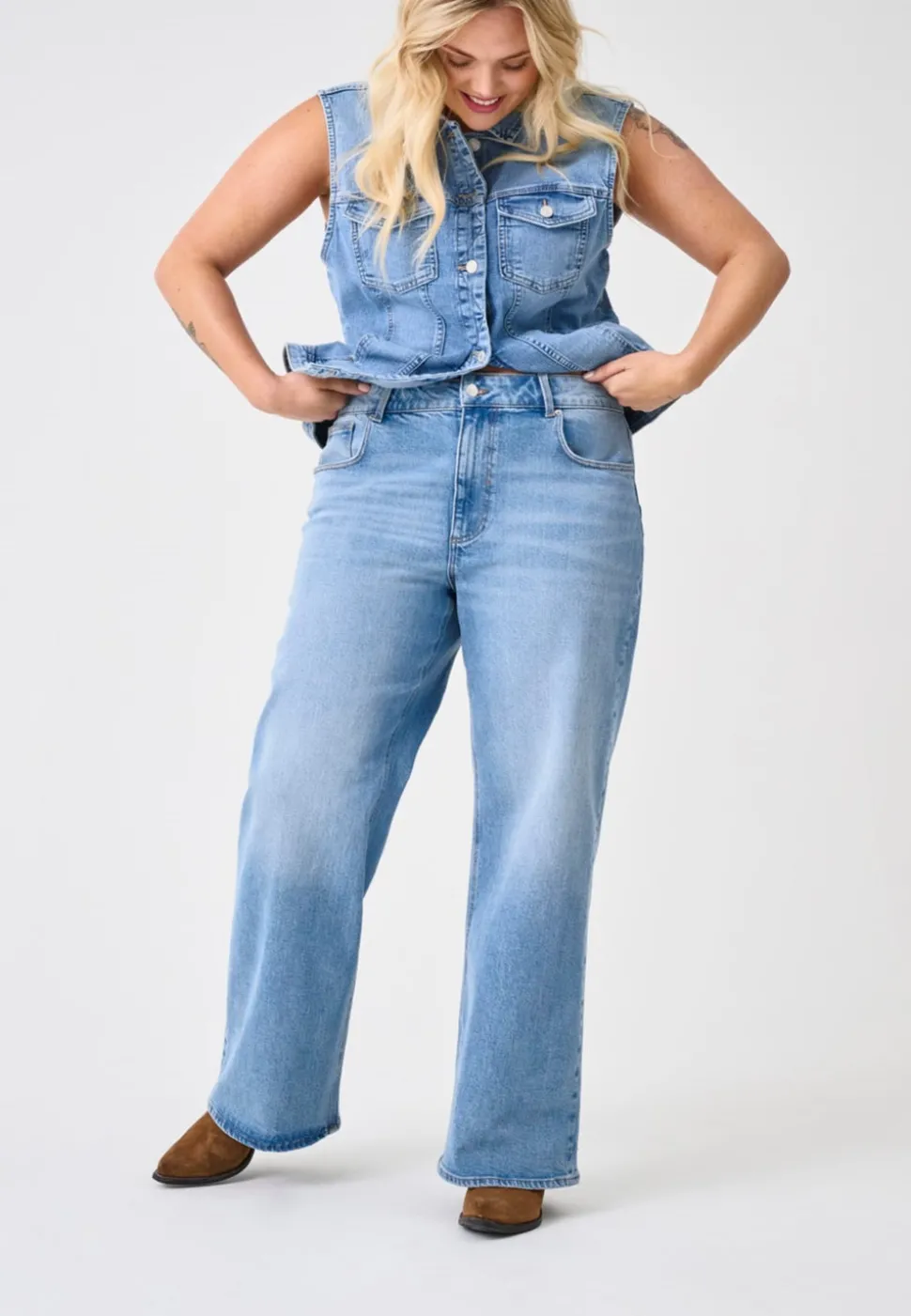 CARJUICY Taille haute Wide Leg Fit Jeans