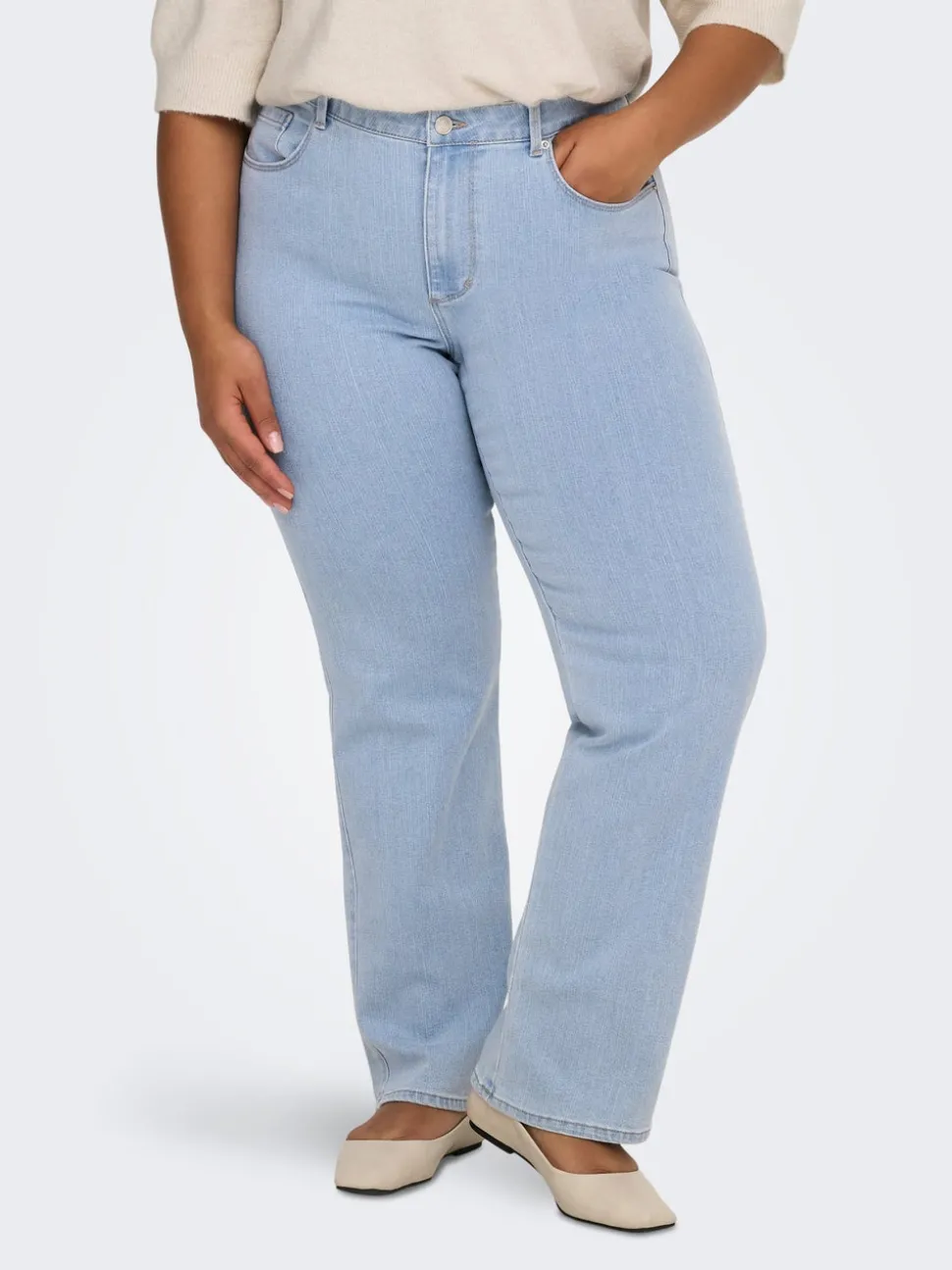 CARSNOW Taille haute Straight Fit Jeans