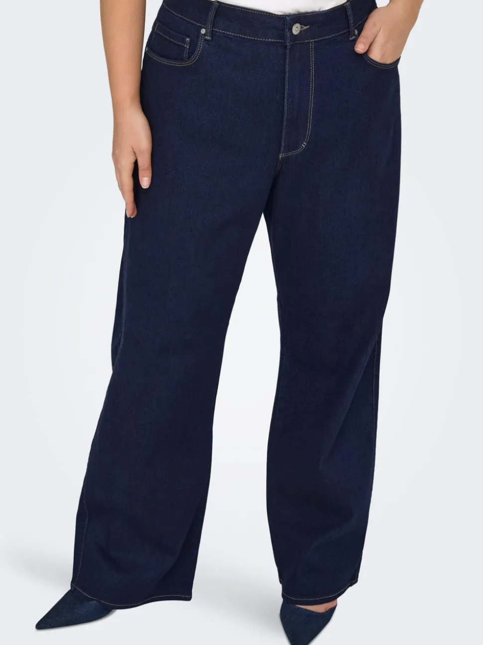 CARSNOW Taille haute Wide Leg Fit Jeans
