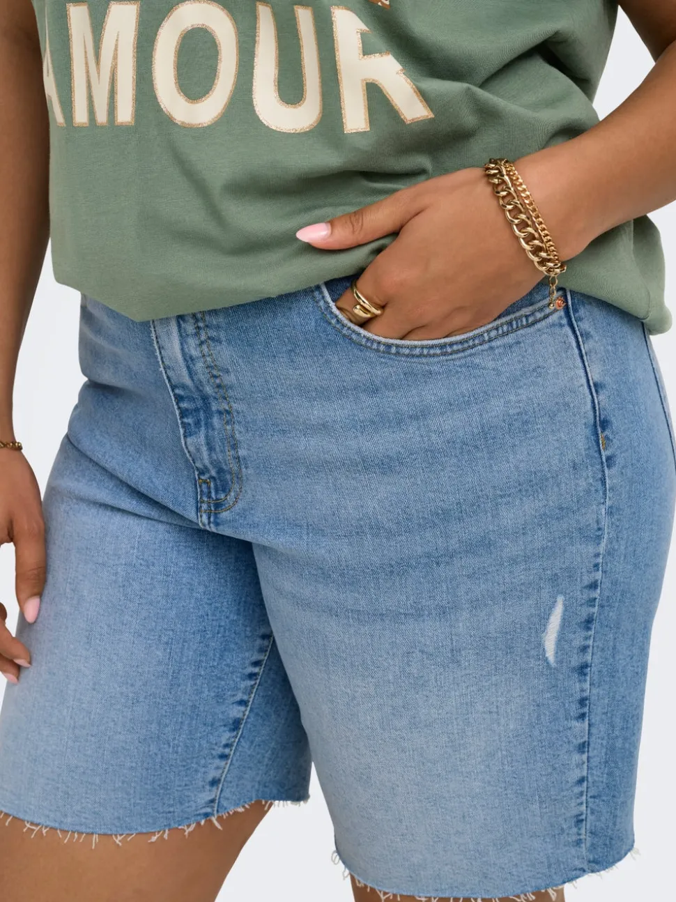 CARTOKYO Taille haute Regular Fit Short en denim