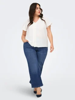 CARWILLY Taille haute Wide Leg Fit Court Jeans
