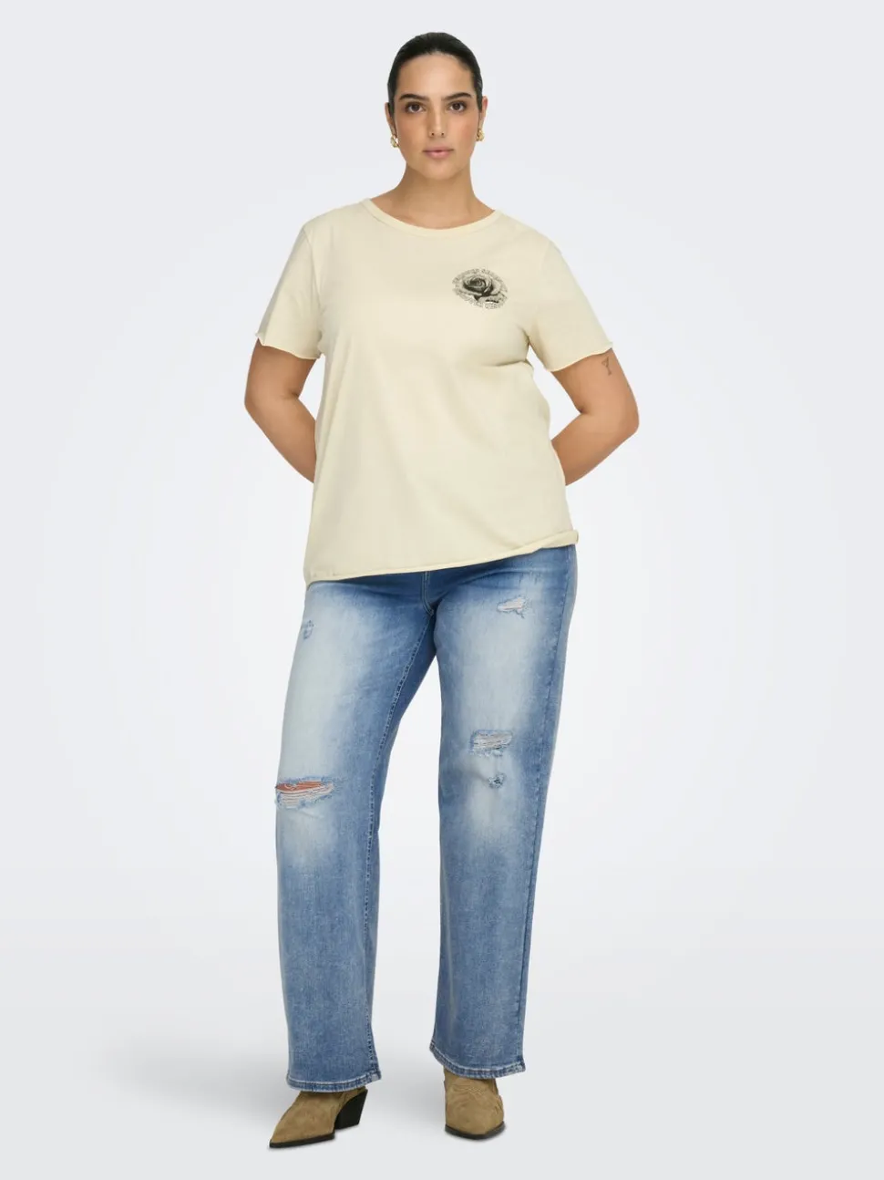 CARWILLY Taille haute Wide Leg Fit Jeans