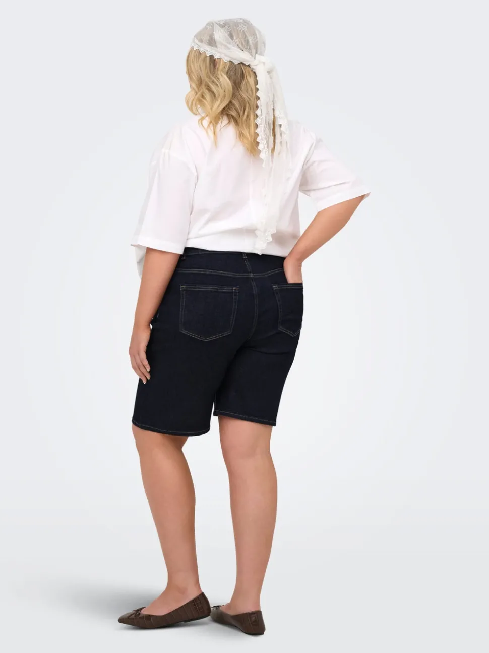 CARWILLY Taille haute Wide Leg Fit Short en denim