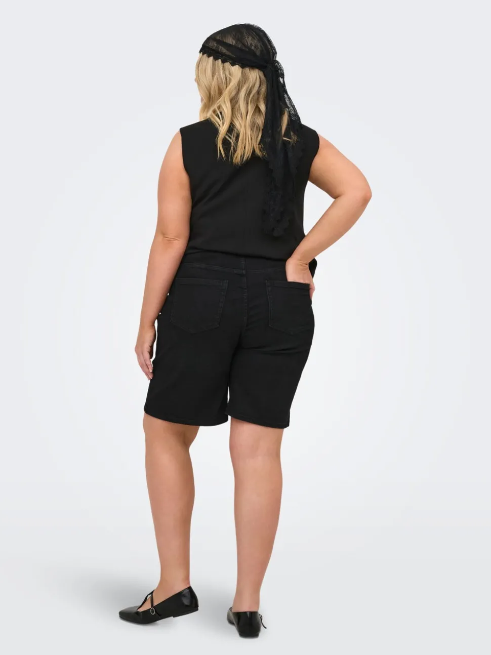CARWILLY Taille haute Wide Leg Fit Short en denim
