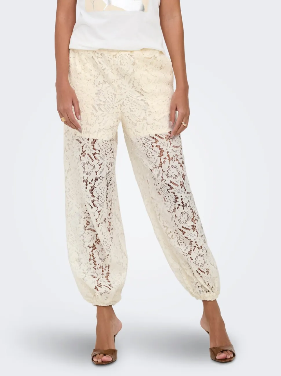 JDYJULIA Balloon Fit Pantalon en dentelle
