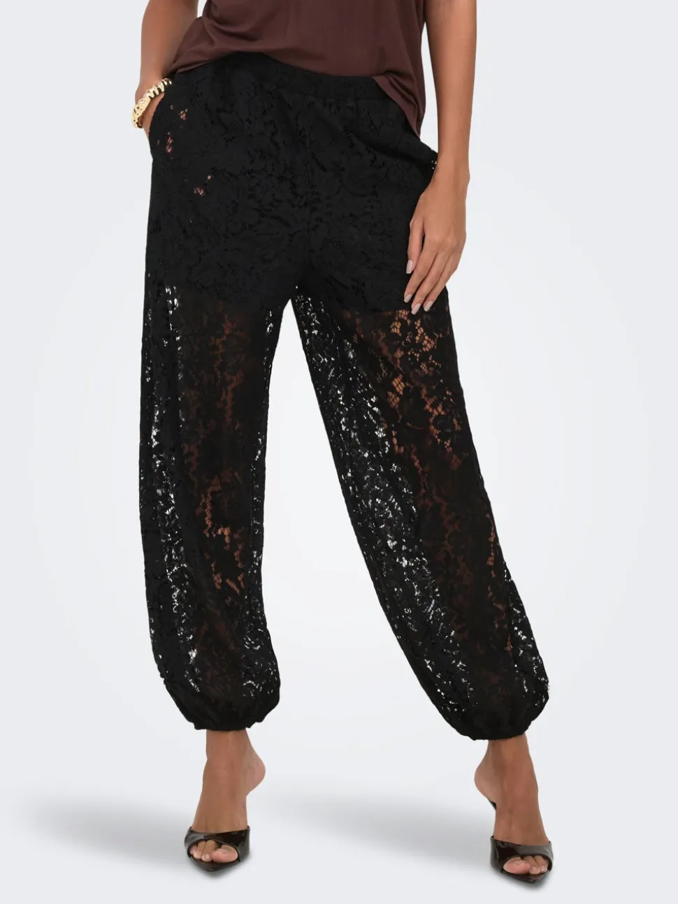 JDYJULIA Balloon Fit Pantalon en dentelle