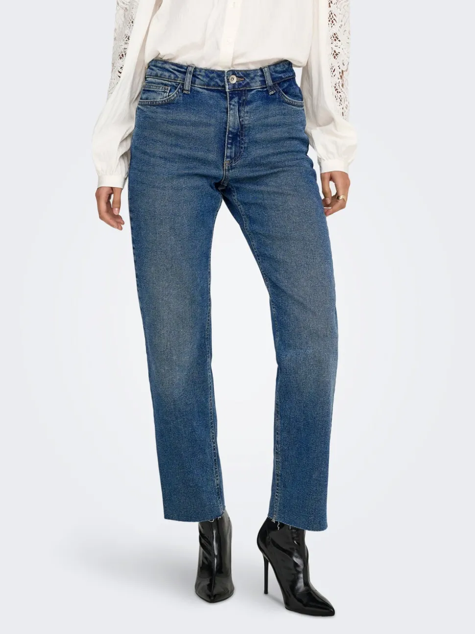 JDYLULLU Taille haute Straight Fit Longueur cheville Jeans