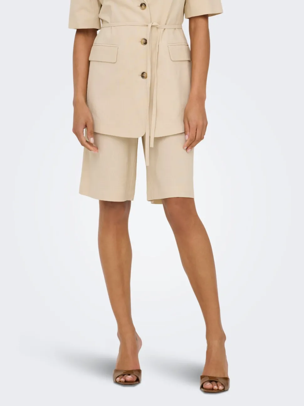 JDYNAOMI Taille moyenne Loose Fit Lin Bermuda