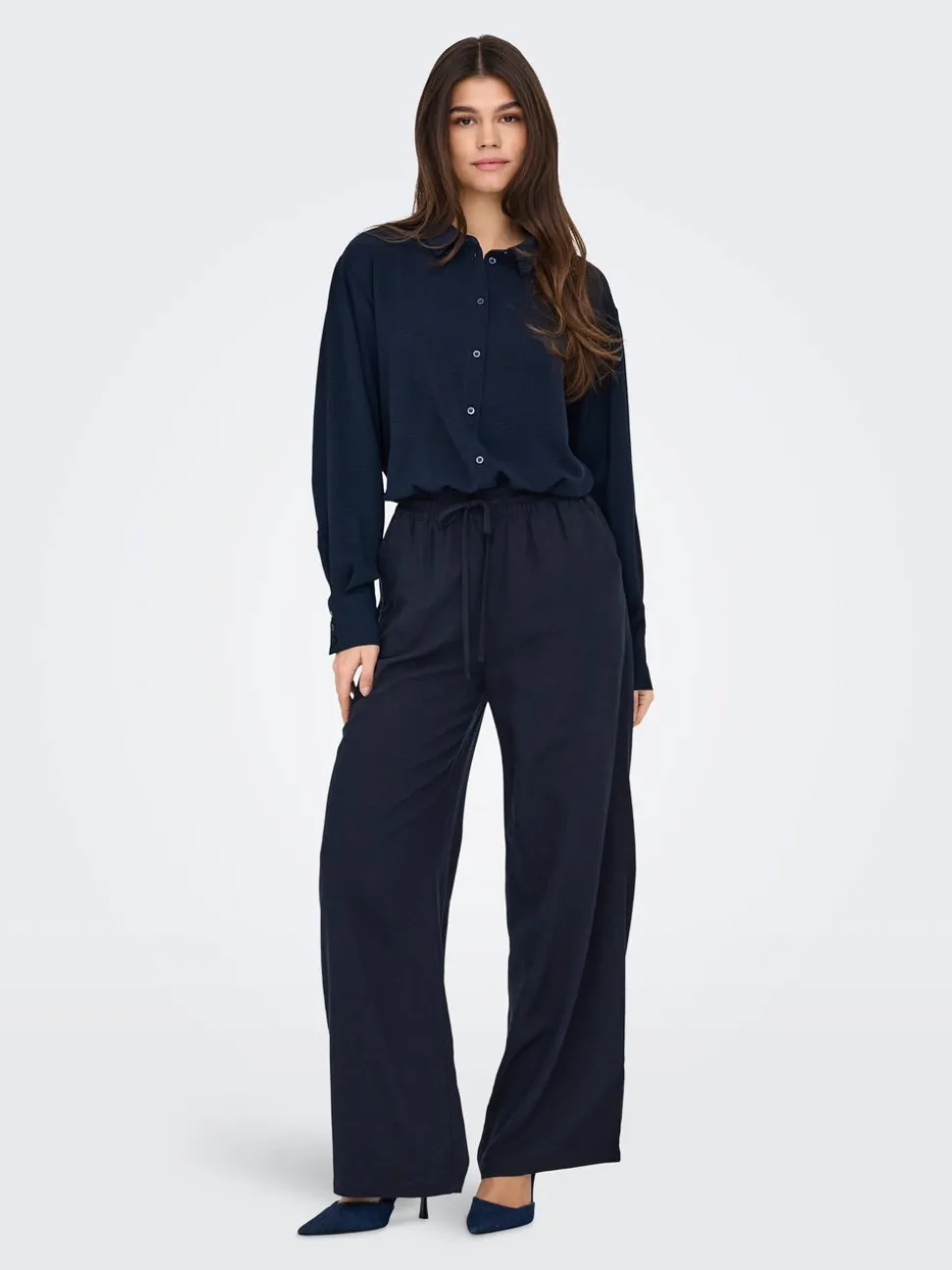 JDYSAY Loose Fit Lin Pantalon à jambe large