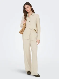 JDYSAY Loose Fit Lin Pantalon à jambe large