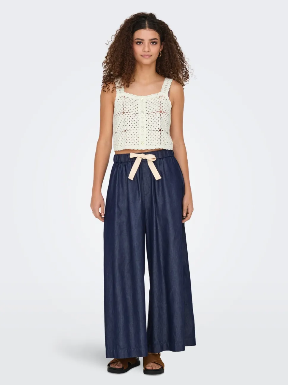 ONLBEA Taille haute Wide Leg Fit Longueur cheville Jeans