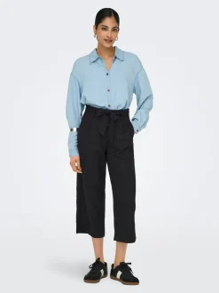 ONLCARO Cropped Fit Lin Pantalon à jambe large