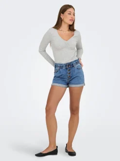 ONLCUBA Taille haute Relaxed Fit Short en denim