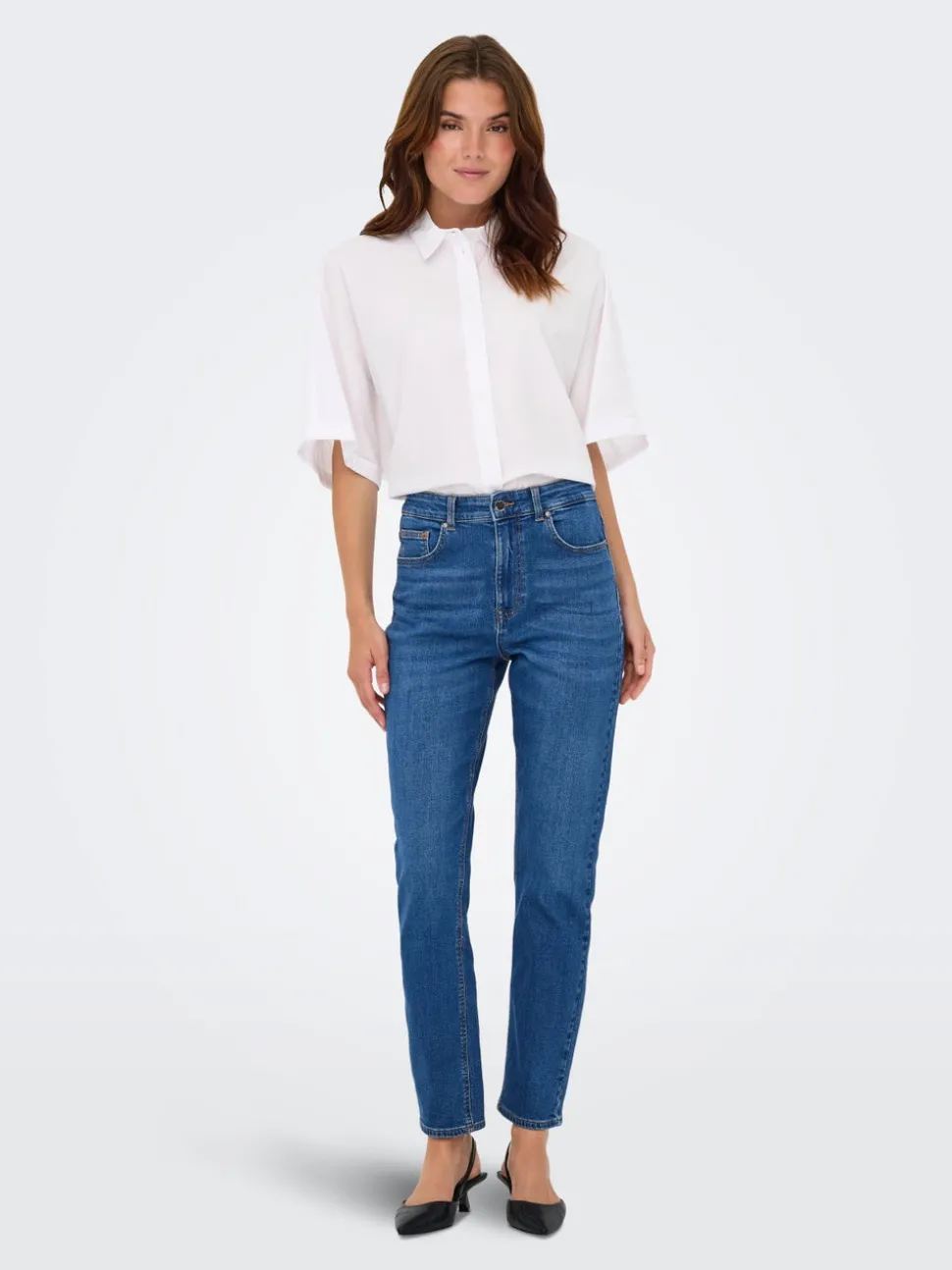 ONLEMEL Taille haute Straight Fit Longueur cheville Jeans