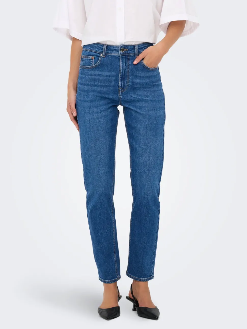 ONLEMEL Taille haute Straight Fit Longueur cheville Jeans