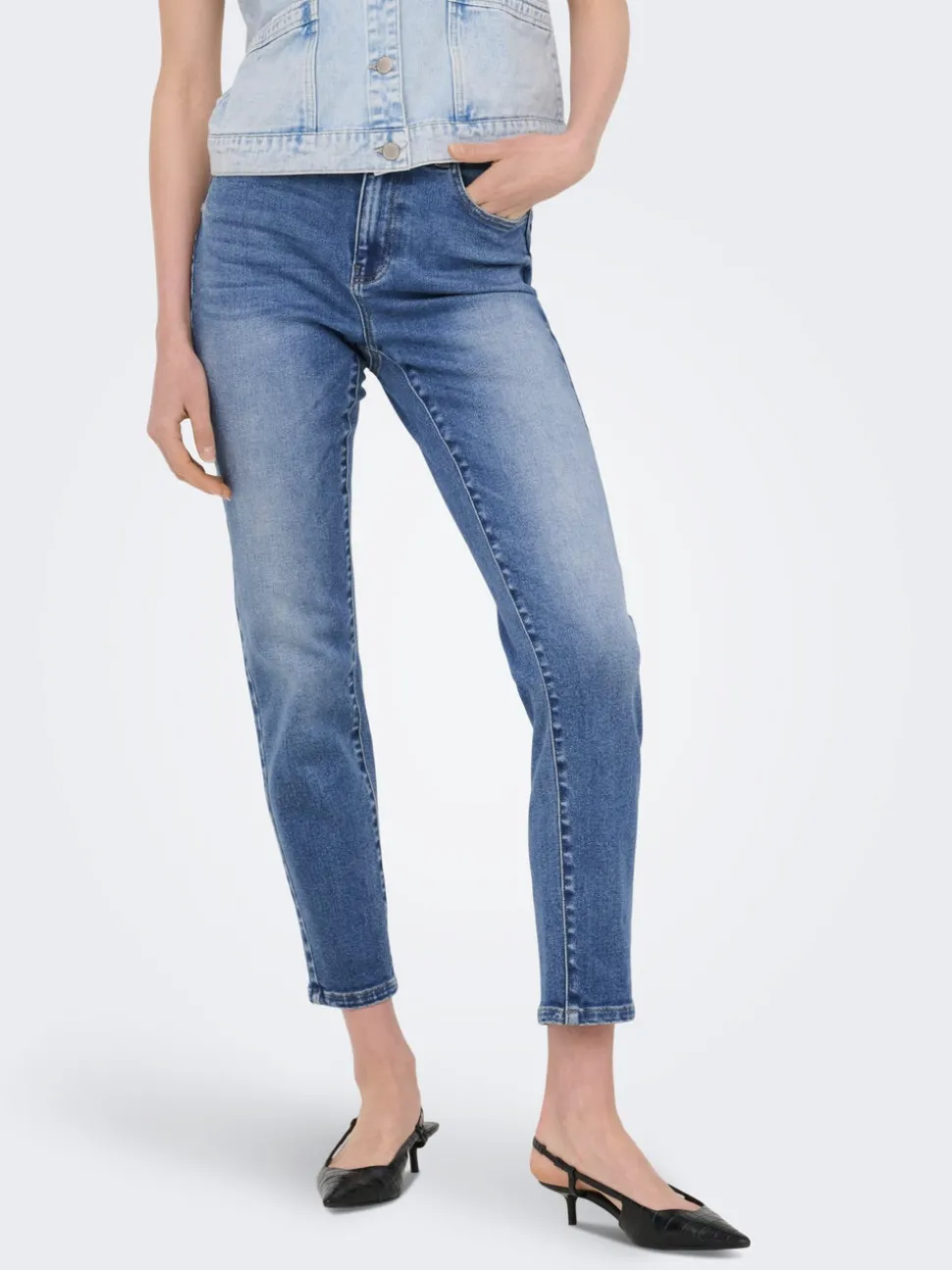 ONLEMILY-MILA Taille haute Straight Fit Longueur cheville Jeans