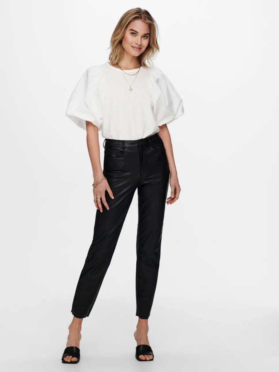 ONLEMILY Regular Fit Pantalon en cuir synthétique