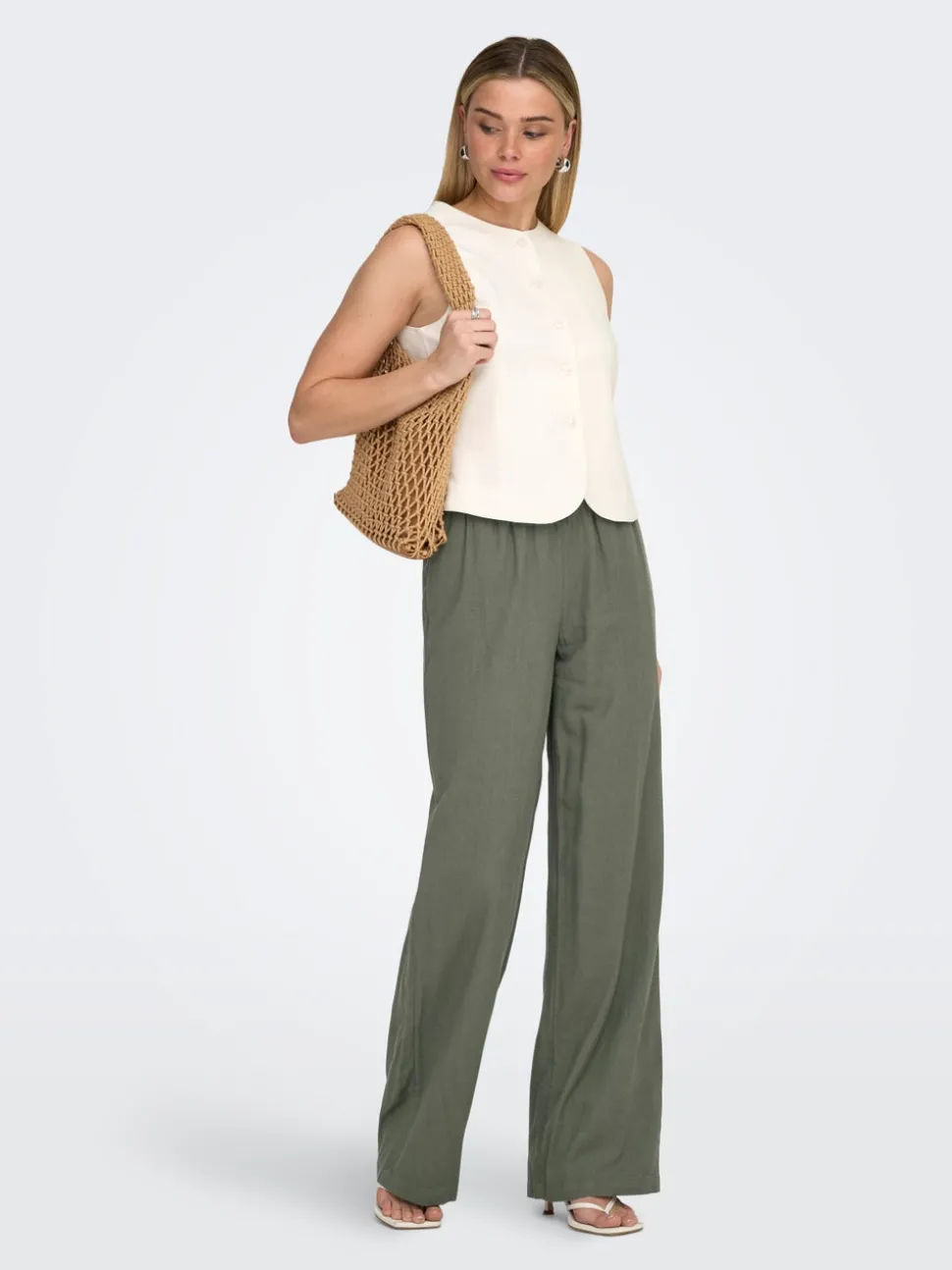 ONLGOA Straight Fit Lin Pantalon