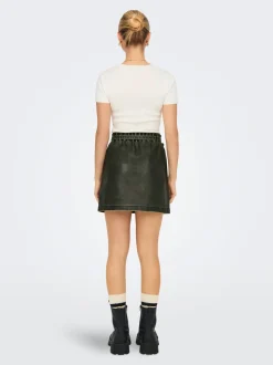 ONLHALLI Jupe en cuir synthétique Jupe mini