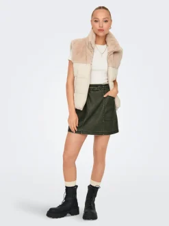 ONLHALLI Jupe en cuir synthétique Jupe mini