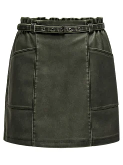 ONLHALLI Jupe en cuir synthétique Jupe mini