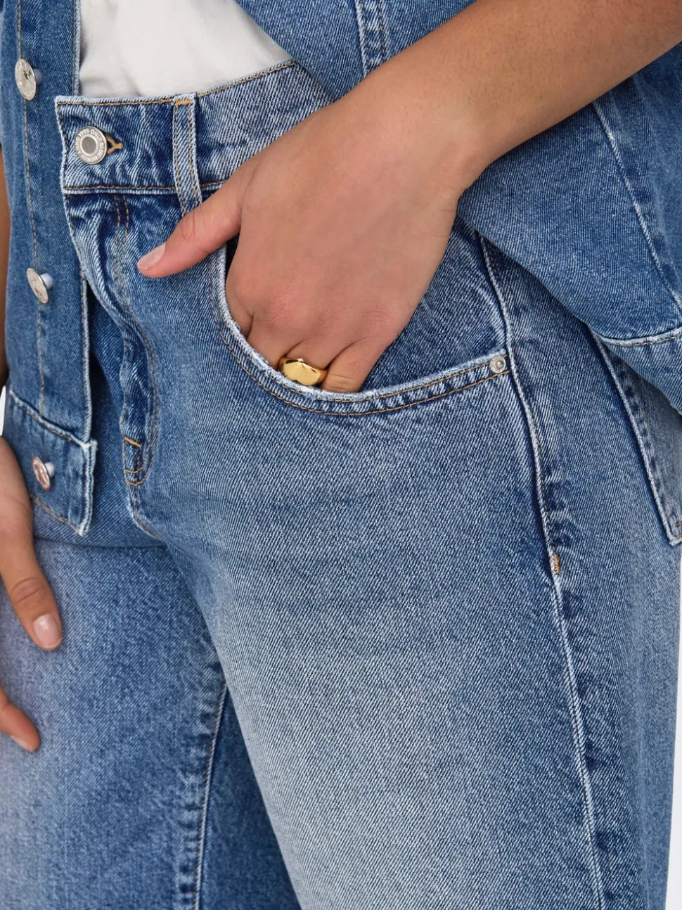 ONLMATE Taille moyenne Baggy Fit Short en denim