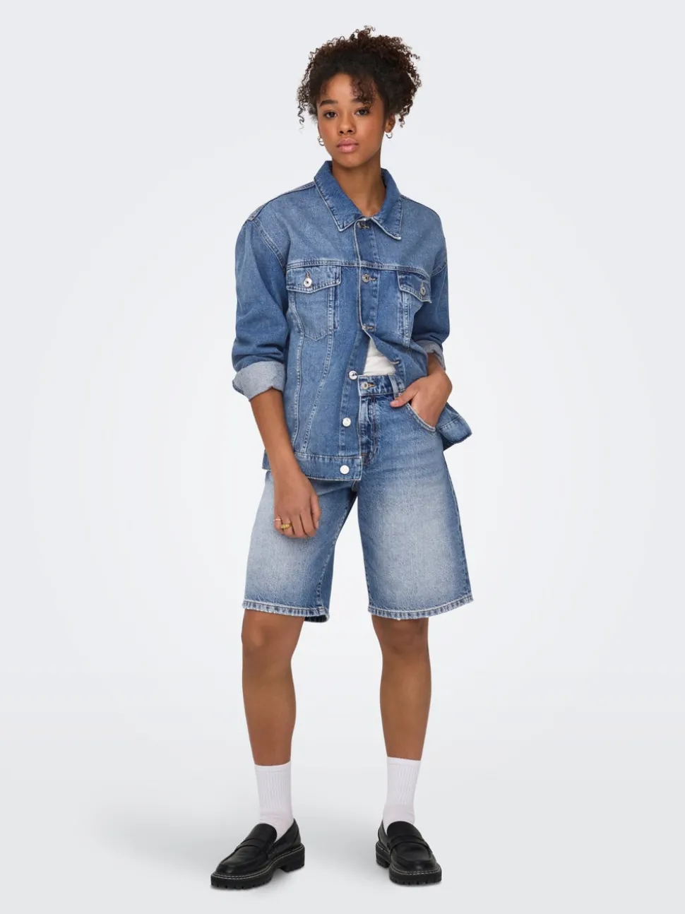 ONLMATE Taille moyenne Baggy Fit Short en denim