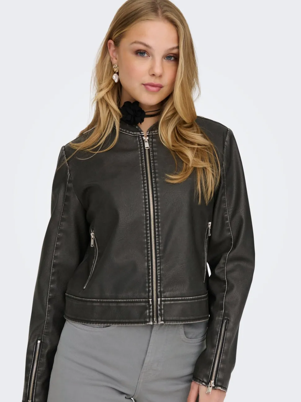 ONLMINDY Veste en cuir synthétique