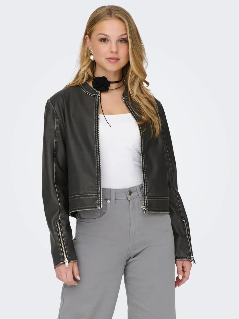 ONLMINDY Veste en cuir synthétique