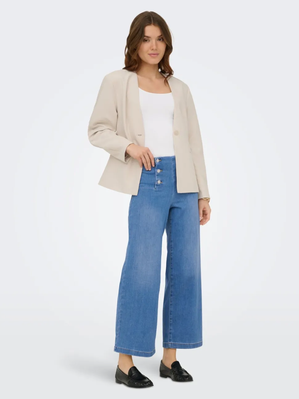 ONLNEW Taille haute Coupe large - Courte Court Jeans