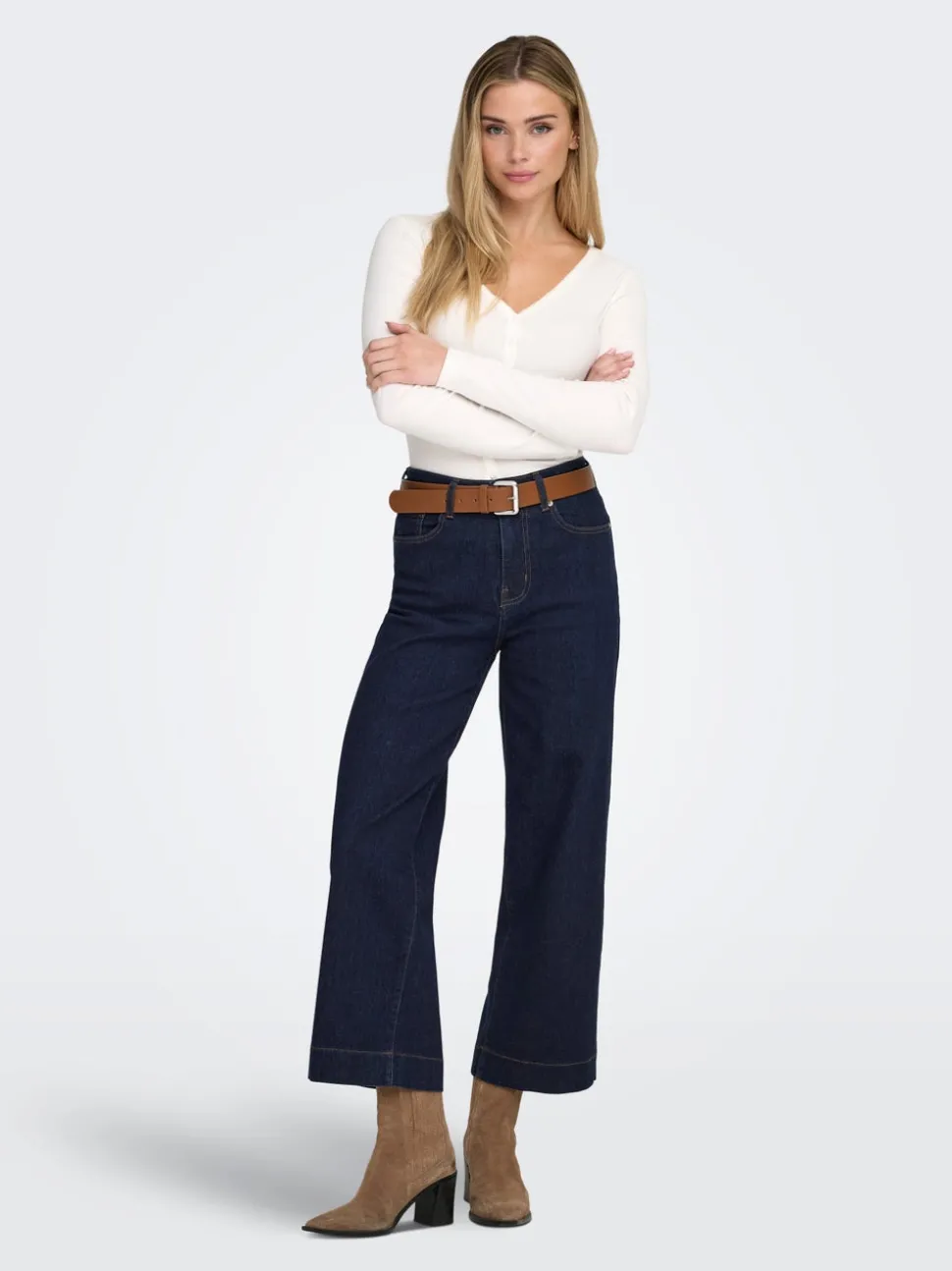 ONLREGINA Taille haute Cropped Fit Court Jeans