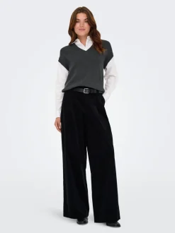 ONLSVEA-NESSA Wide Leg Fit Pantalon en velours côtelé