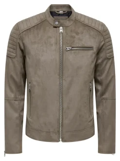 ONSGUS Veste en cuir synthétique