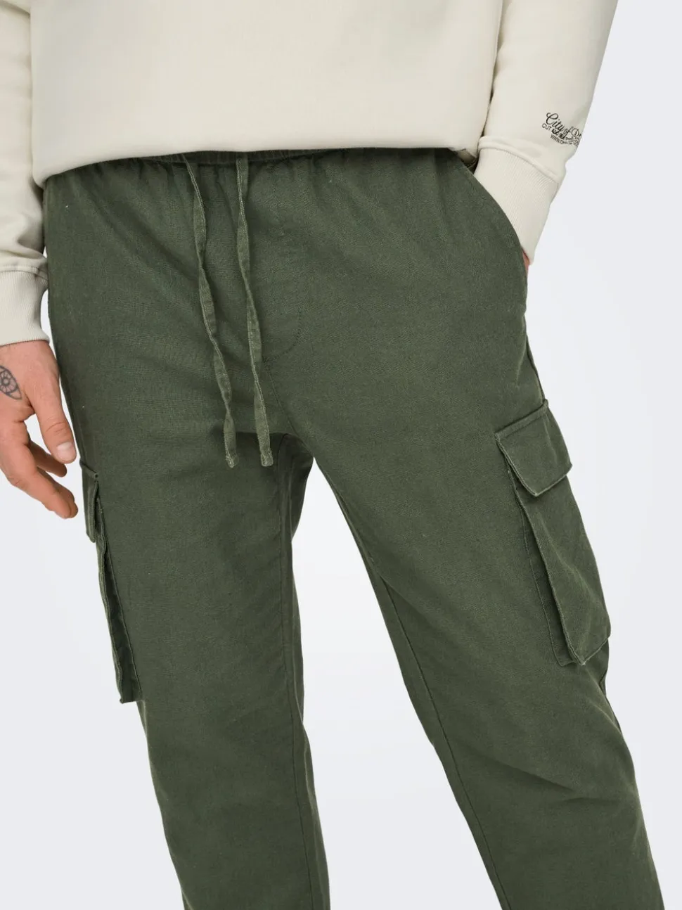 ONSLINUS Tapered Fit Lin Pantalon cargo